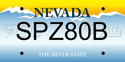 SPZ80B Nevada License Plate