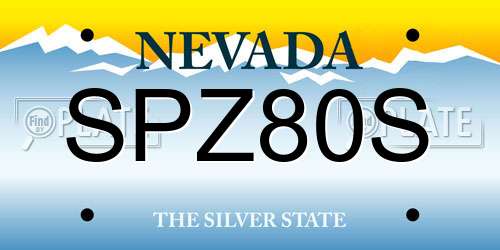 SPZ80S Nevada License Plate