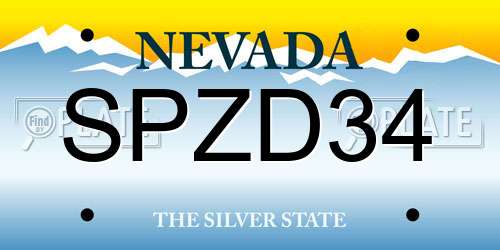 SPZD34 Nevada License Plate
