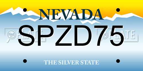 SPZD75 Nevada License Plate