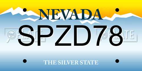 SPZD78 Nevada License Plate