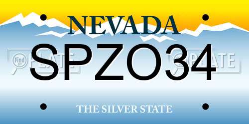 SPZO34 Nevada License Plate