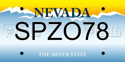 SPZO78 Nevada License Plate