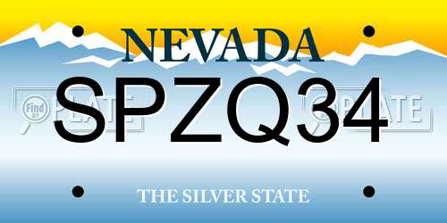 SPZQ34 Nevada License Plate