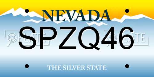 SPZQ46 Nevada License Plate