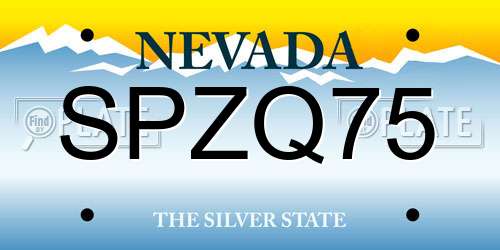 SPZQ75 Nevada License Plate