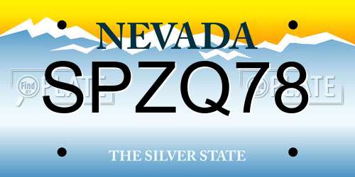 SPZQ78 Nevada License Plate