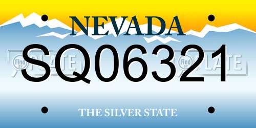 SQ06321 Nevada License Plate