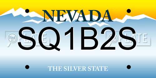 SQ1B2S Nevada License Plate