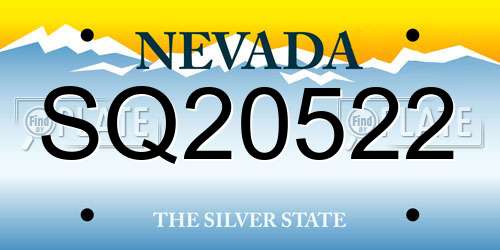 SQ20522 Nevada License Plate