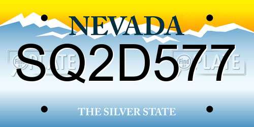 SQ2D577 Nevada License Plate