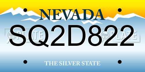 SQ2D822 Nevada License Plate