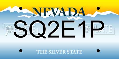 SQ2E1P Nevada License Plate