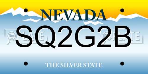 SQ2G2B Nevada License Plate