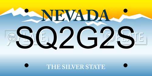 SQ2G2S Nevada License Plate