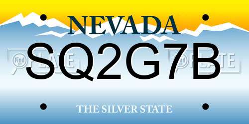 SQ2G7B Nevada License Plate
