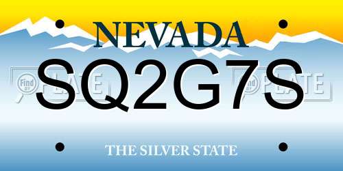 SQ2G7S Nevada License Plate