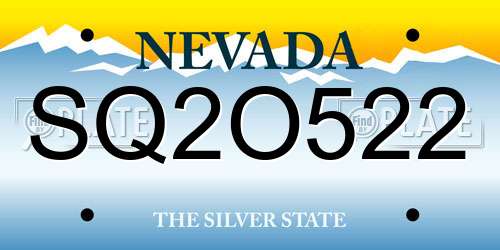 SQ2O522 Nevada License Plate