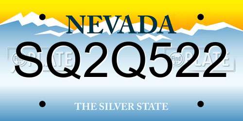 SQ2Q522 Nevada License Plate