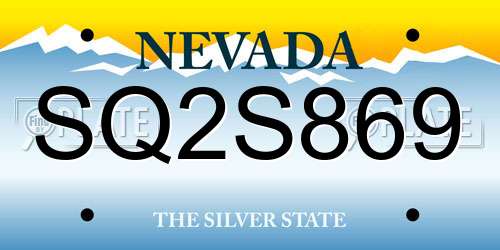 SQ2S869 Nevada License Plate