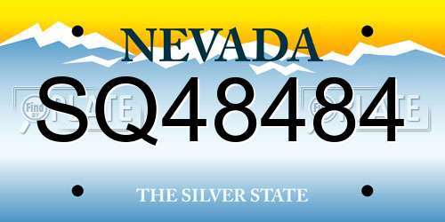 SQ48484 Nevada License Plate
