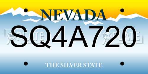 SQ4A720 Nevada License Plate