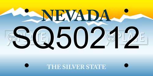 SQ50212 Nevada License Plate