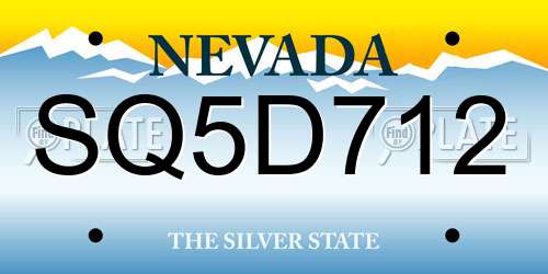 SQ5D712 Nevada License Plate