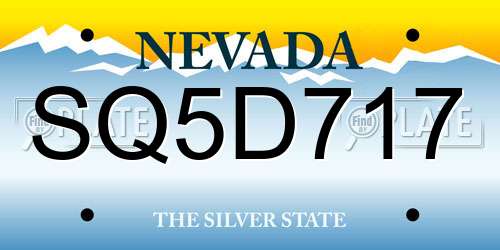 SQ5D717 Nevada License Plate
