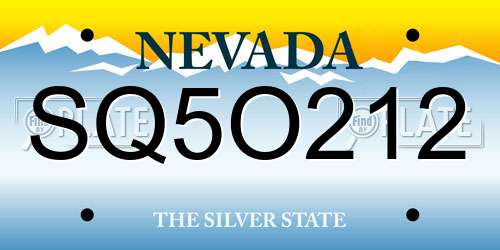 SQ5O212 Nevada License Plate