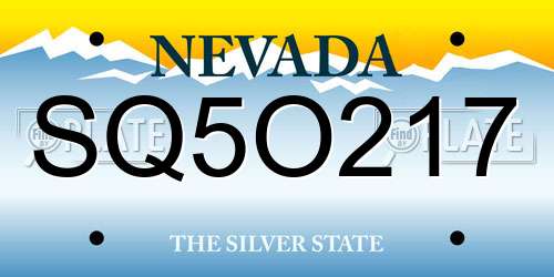 SQ5O217 Nevada License Plate
