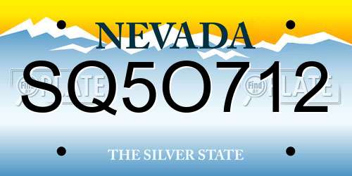 SQ5O712 Nevada License Plate