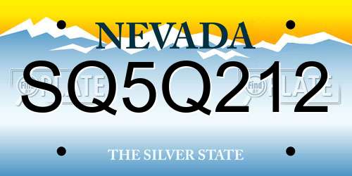 SQ5Q212 Nevada License Plate