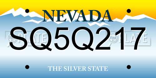 SQ5Q217 Nevada License Plate