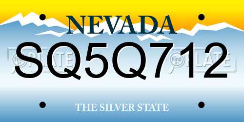 SQ5Q712 Nevada License Plate