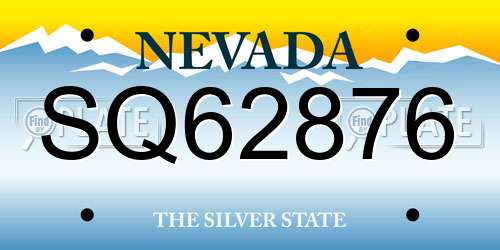 SQ62876 Nevada License Plate