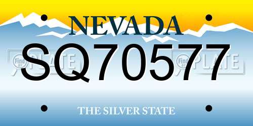 SQ70577 Nevada License Plate