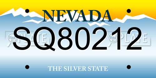 SQ80212 Nevada License Plate
