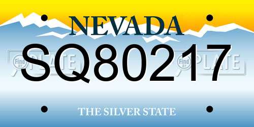 SQ80217 Nevada License Plate