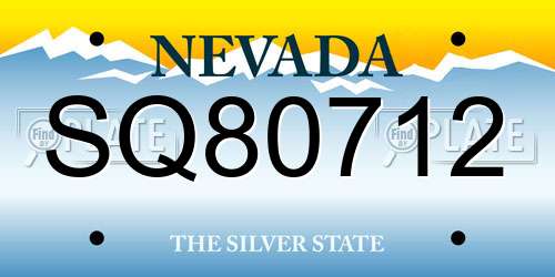 SQ80712 Nevada License Plate
