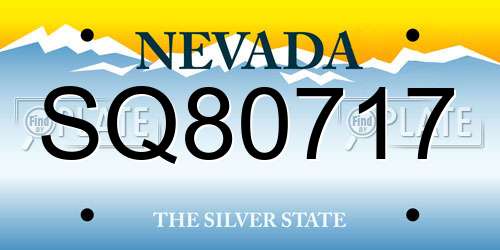 SQ80717 Nevada License Plate
