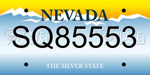 SQ85553 Nevada License Plate