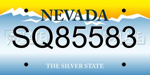 SQ85583 Nevada License Plate