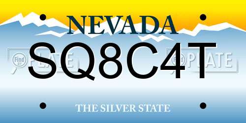 SQ8C4T Nevada License Plate