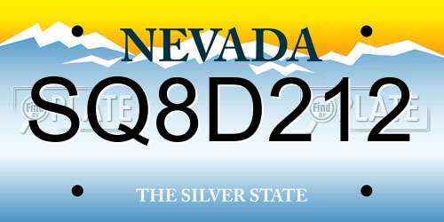 SQ8D212 Nevada License Plate