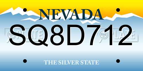 SQ8D712 Nevada License Plate