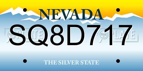 SQ8D717 Nevada License Plate