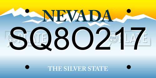 SQ8O217 Nevada License Plate