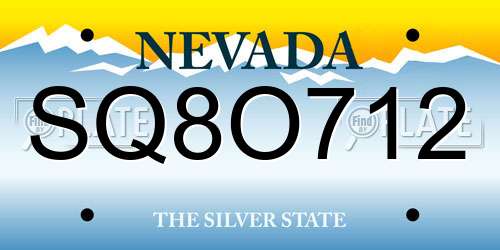 SQ8O712 Nevada License Plate