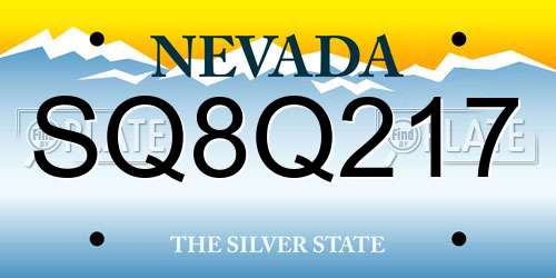 SQ8Q217 Nevada License Plate